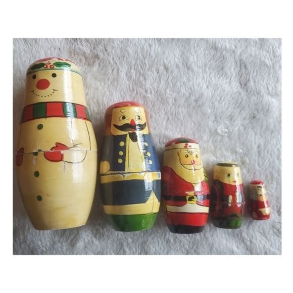 handmade Other - Vintage Christmas family nesting dolls 5 Pieces